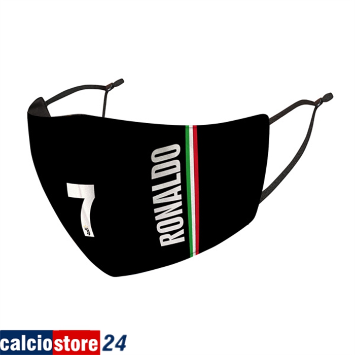 Mascherine Calcio Ronaldo 7 Nero Reutilisable
