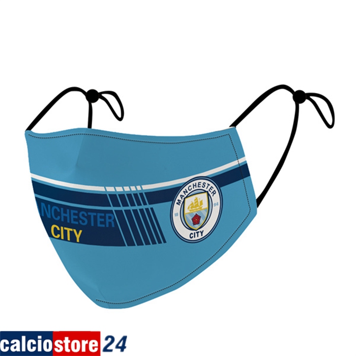 Mascherine Calcio Manchester City Blu Reutilisable