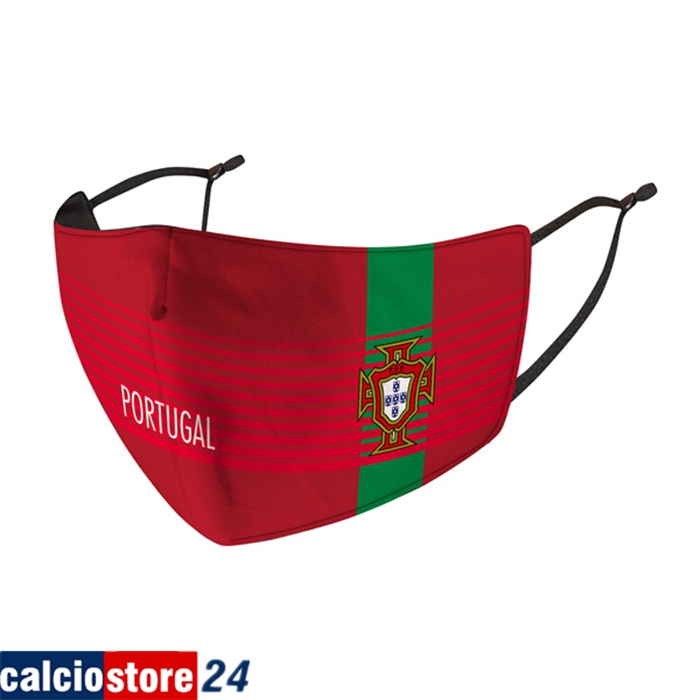 Mascherine Calcio Portogallo Rosso Reutilisable
