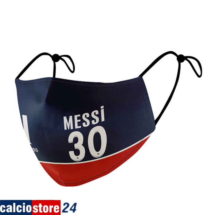 Mascherine Calcio PSG Messi 30 blu navy Reutilisable