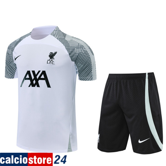 Kit Maglia Allenamento FC Liverpool + Pantaloncini Bianco 2022/2023