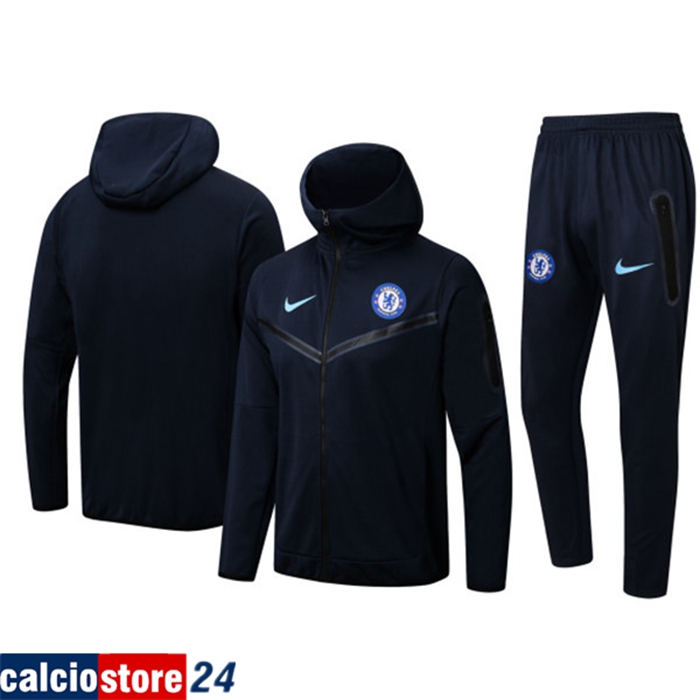 Insieme Giacca Con Cappuccio Tuta FC Chelsea blu navy 2022/2023