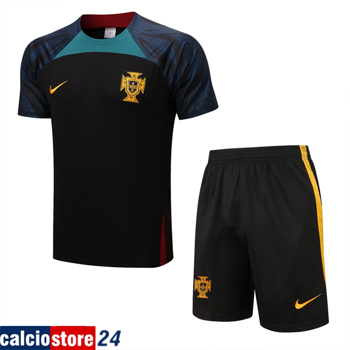 T Shirt Allenamento + Pantaloncini Portogallo Nero 2022/2023