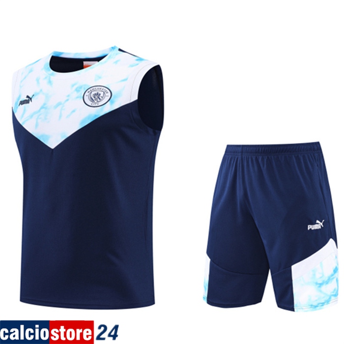 Kit Canotta Allenamento + Pantaloncini Manchester City blu navy 2022/2023