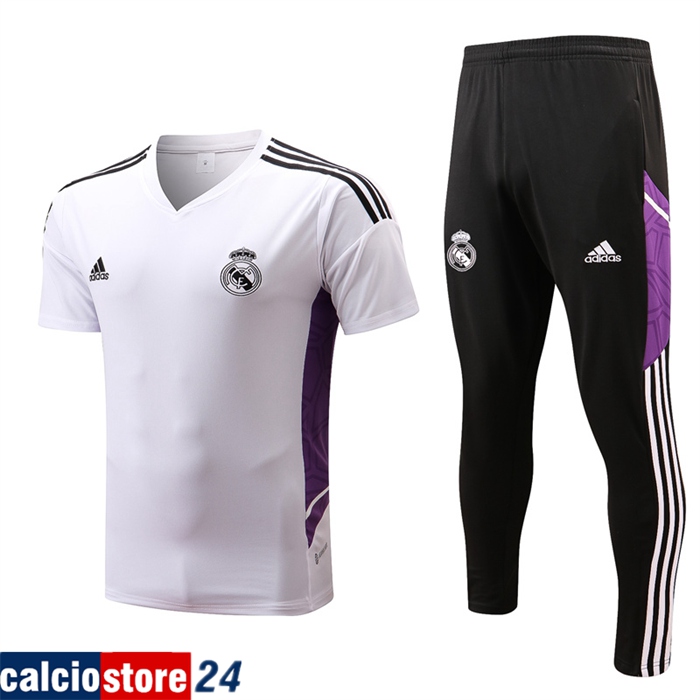 T Shirt Allenamento + Pantaloni Real Madrid Bianco 2022/2023