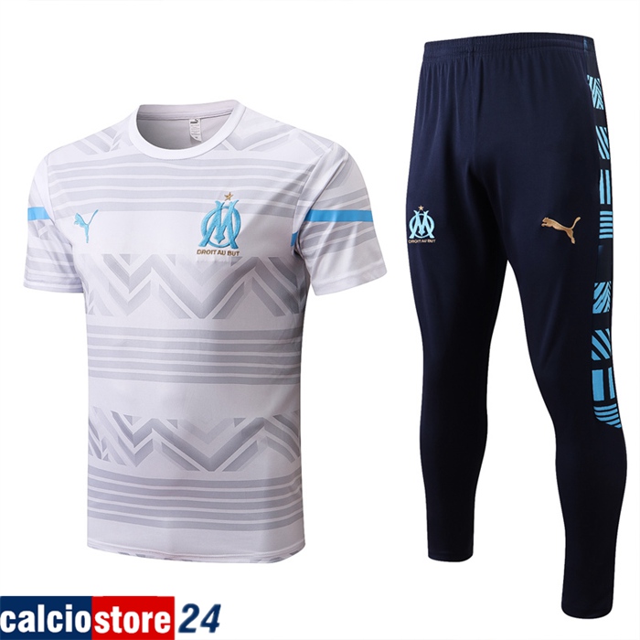 T Shirt Allenamento + Pantaloni Marsiglia OM Bianco 2022/2023