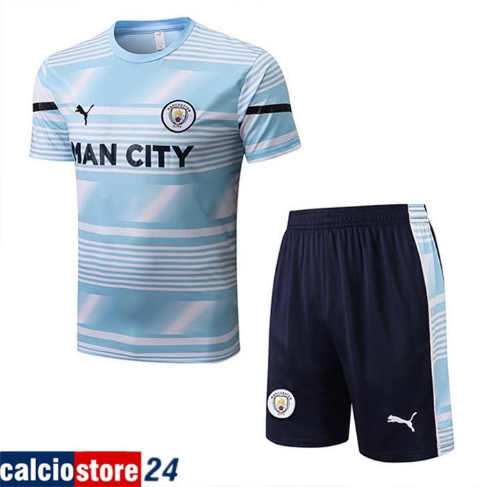 T Shirt Allenamento + Pantaloncini Manchester City Blu 2022/2023