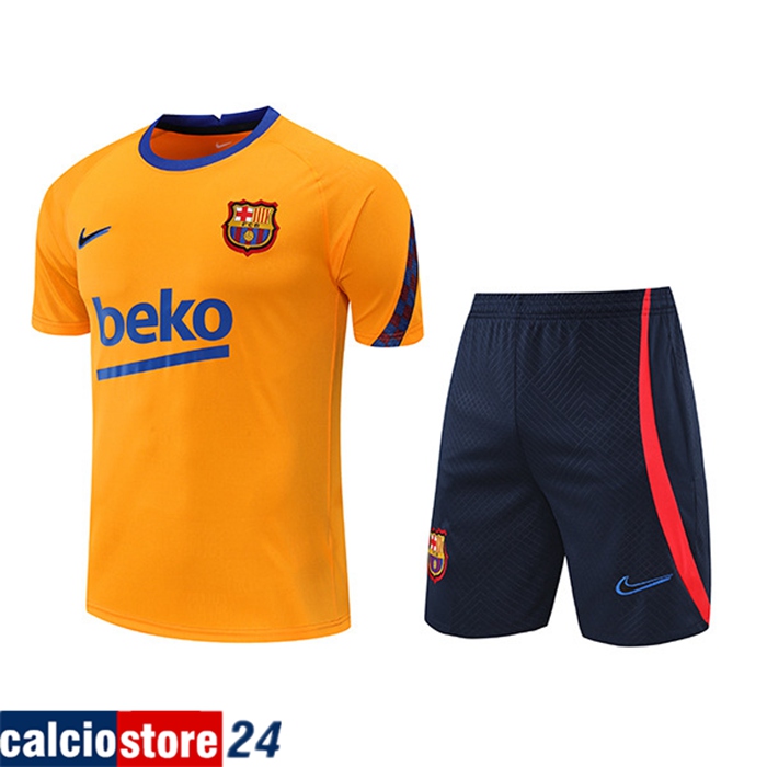 T Shirt Allenamento + Pantaloncini FC Barcellona Giallo 2022/2023