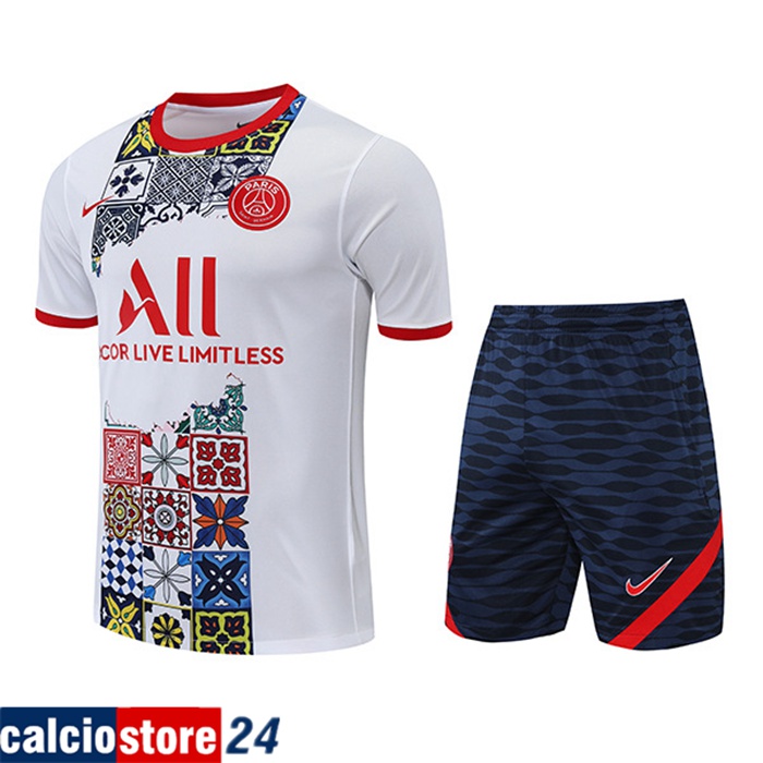 T Shirt Allenamento + Pantaloncini PSG Rosso/Bianco 2022/2023