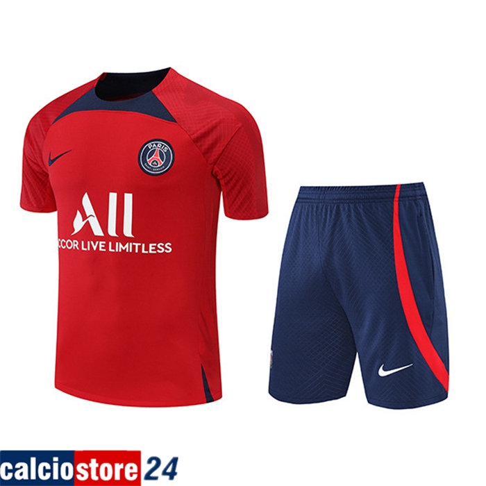 T Shirt Allenamento + Pantaloncini PSG Rosso 2022/2023