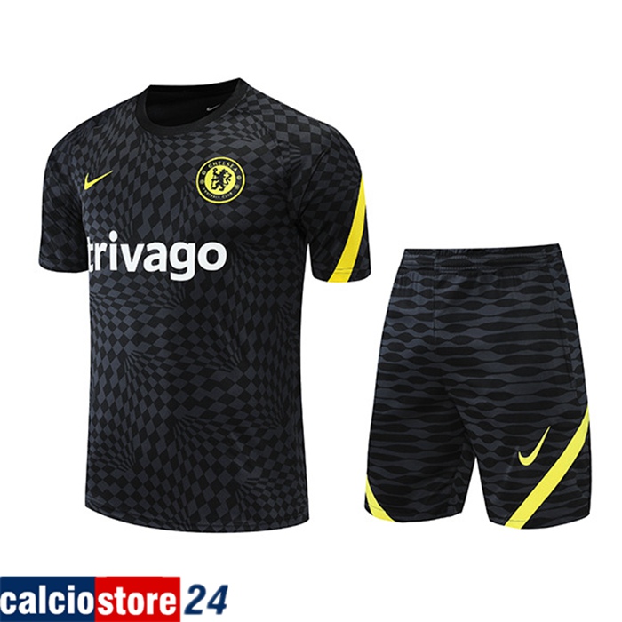 T Shirt Allenamento + Pantaloncini FC Chelsea Nero 2022/2023