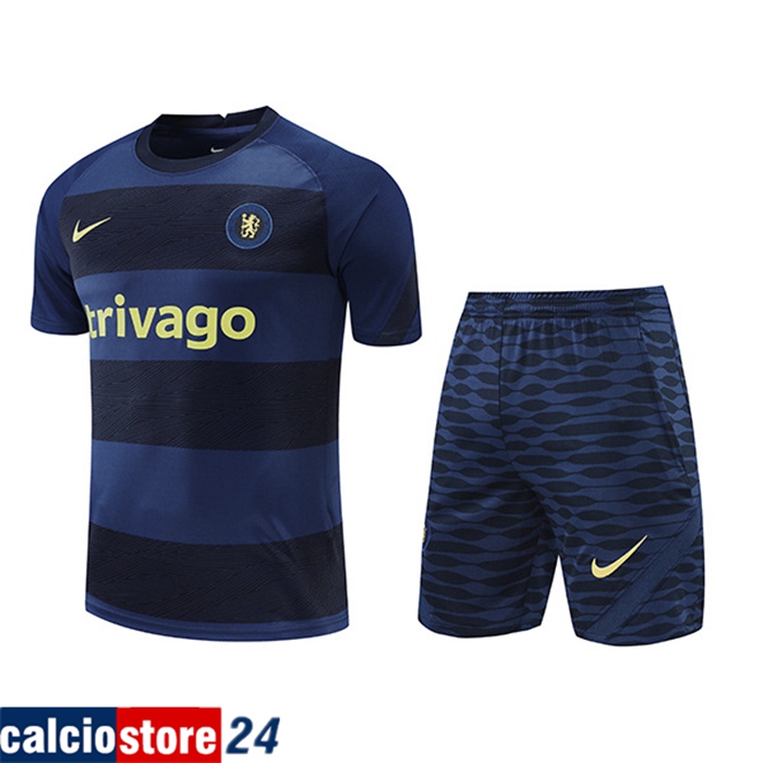 T Shirt Allenamento + Pantaloncini FC Chelsea Nero/Blu 2022/2023
