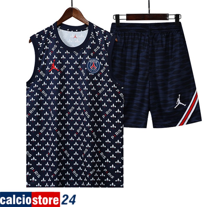 Canotta Allenamento + Pantaloncini Jordan PSG Bianco/blu navy 2022/2023