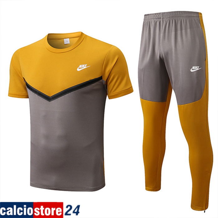 T Shirt Allenamento + Pantaloni Nike Grigio/Giallo 2022/2023