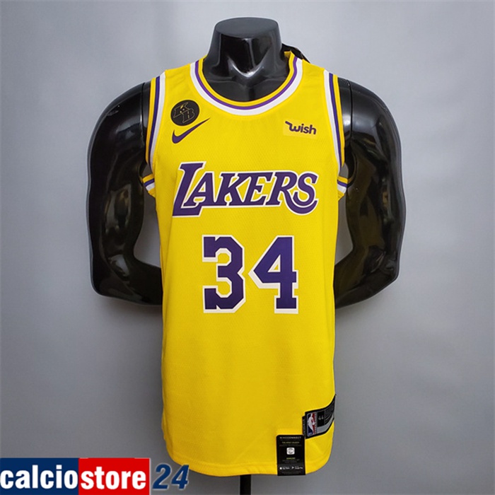 Maglia Los Angeles Lakers (O'Neal #34) Giallo Encolure Ronde Commemorative Edition