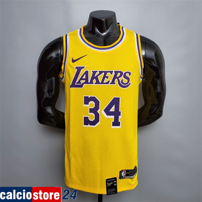 Maglia Los Angeles Lakers (O'Neal #34) Giallo Encolure Ronde