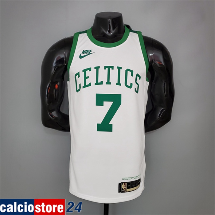 Nuova Maglia Boston Celtics (Brown #7) Bianco 75th Anniversary