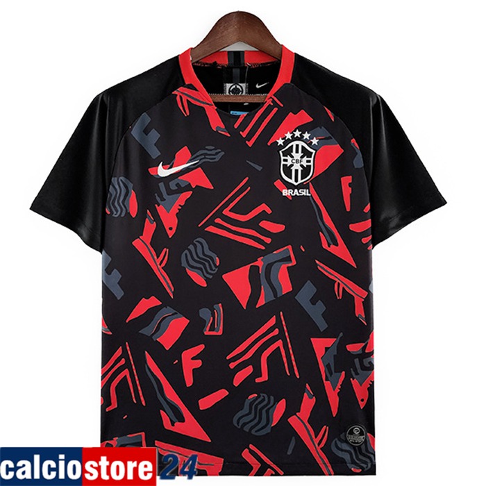 T Shirt Allenamento Brasile Rosso/Nero 2022/2023