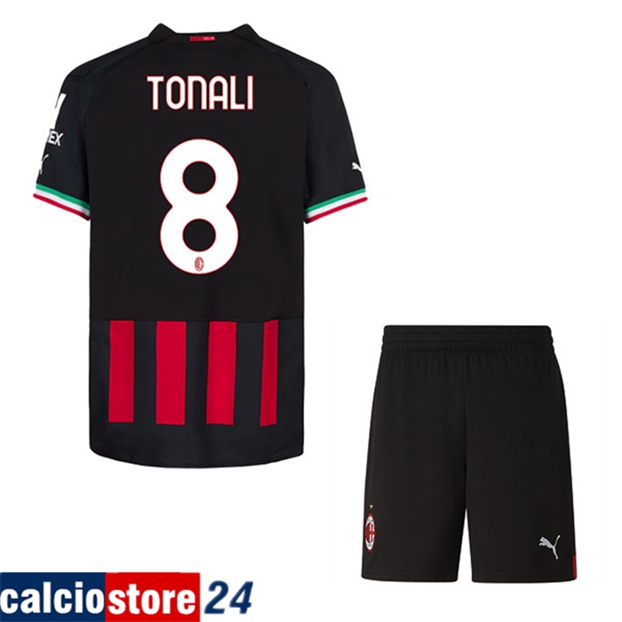 Maglie Calcio AC Milan (TONALI #8) Bambino Prima 2022/23