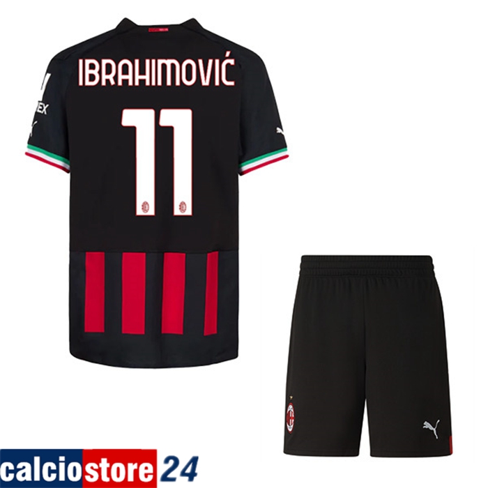Maglie Calcio AC Milan (IBRAHIMOVIĆ #11) Bambino Prima 2022/23
