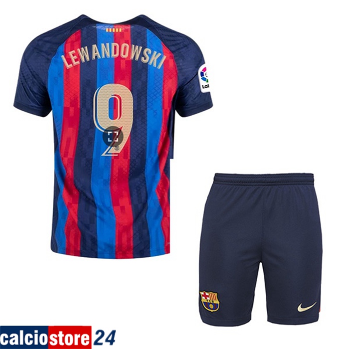 Maglie Calcio FC Barcellona (LEWANDOWSKI #9) Bambino Prima 2022/2023