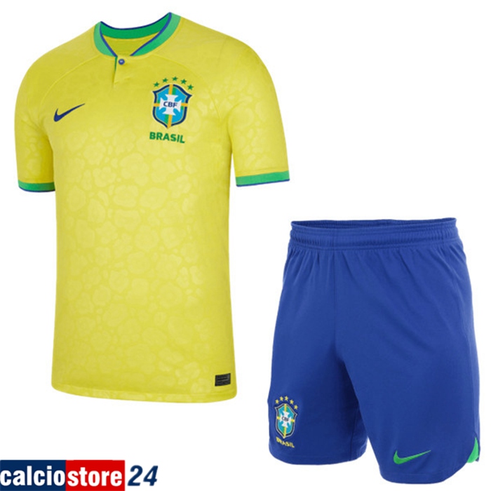 Maglie Calcio Brasile Prima + Pantaloncini Coppa Del Mondo 2022