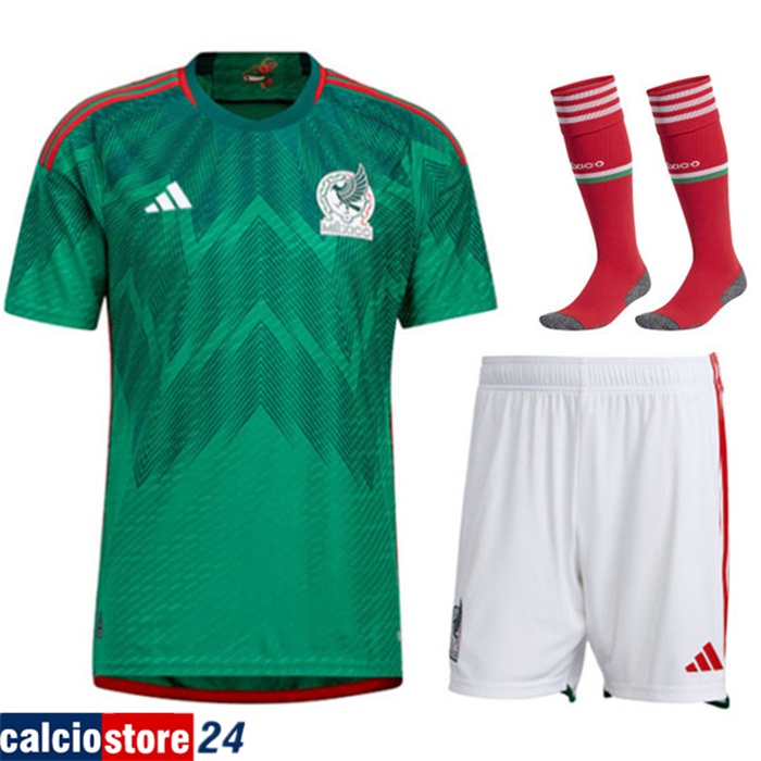 Maglie Calcio Messico Prima (Pantaloncini + Calzini) Coppa Del Mondo 2022