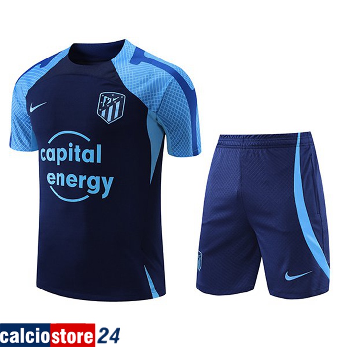 Insieme T Shirt Allenamento + Pantaloncini Atletico Madrid Blu Navy 2022/2023