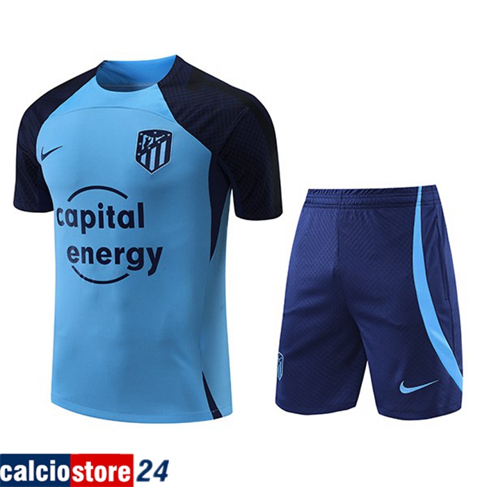 Insieme T Shirt Allenamento + Pantaloncini Atletico Madrid Blu 2022/2023