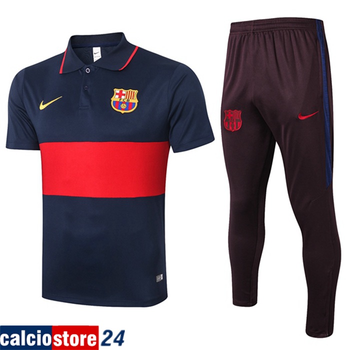 Nuova Kit Maglia Polo FC Barcellona + Pantaloni Blu Rosso 2020/2021
