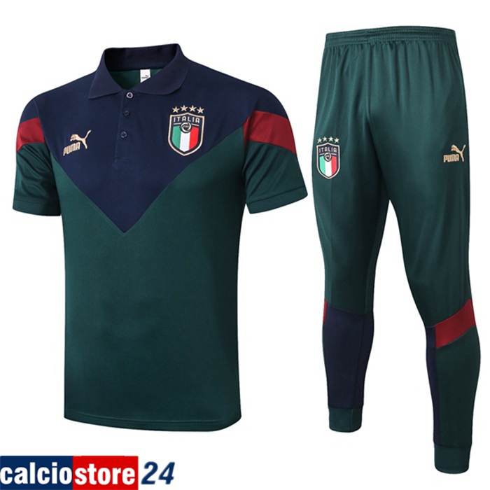 Nuova Kit Maglia Polo Italia + Pantaloni Verde 2020/2021
