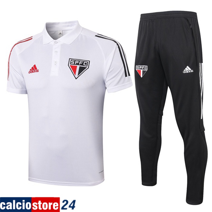 Nuova Kit Maglia Polo Sao Paulo FC + Pantaloni Bianca 2020/2021