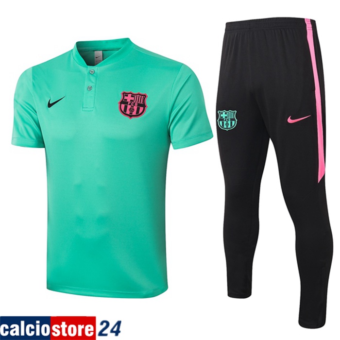 Nuova Kit Maglia Polo FC Barcellona + Pantaloni Verde 2020/2021