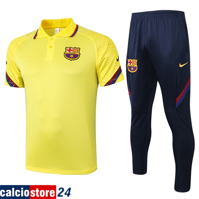 Nuove Kit Maglia Polo FC Barcellona + Pantaloni Giallo 2020/2021