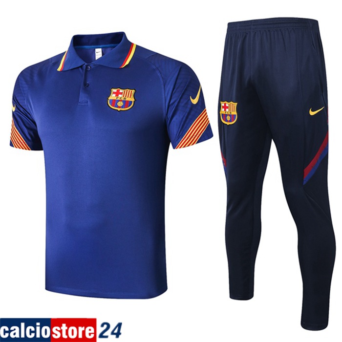 Nuova Kit Maglia Polo FC Barcellona + Pantaloni Blu 2020/2021