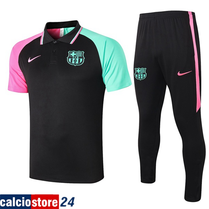 Nuova Kit Maglia Polo FC Barcellona + Pantaloni Nero 2020/2021