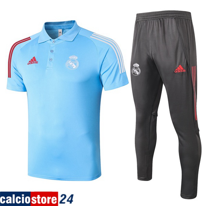 Nuova Kit Maglia Polo Real Madrid + Pantaloni Blu 2020/2021