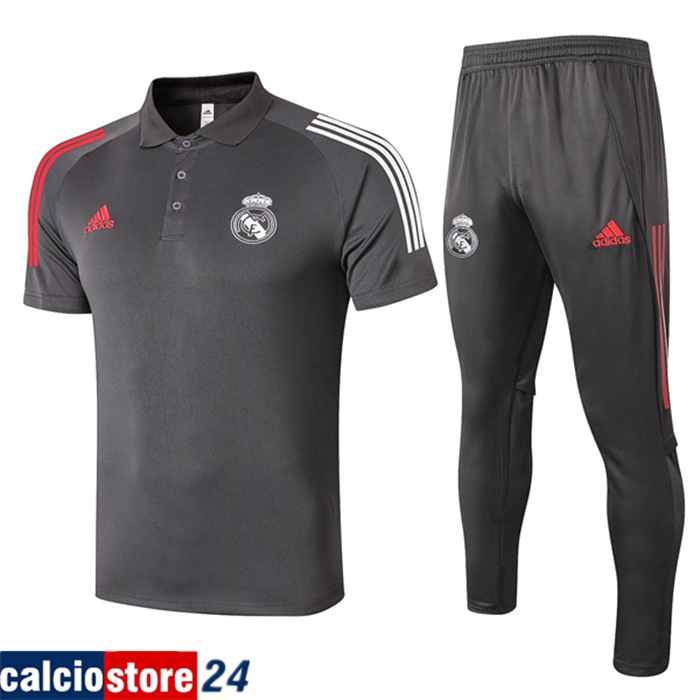 Nuova Kit Maglia Polo Real Madrid + Pantaloni Grigio 2020/2021