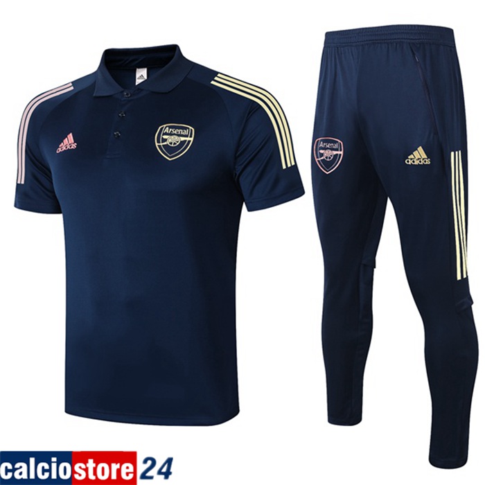 Nuova Kit Maglia Polo Arsenal + Pantaloni Blu Reale 2020/2021
