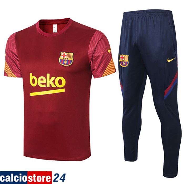Nuova Kit Maglia Allenamento FC Barcellona + Pantaloni Rosso 2020/2021