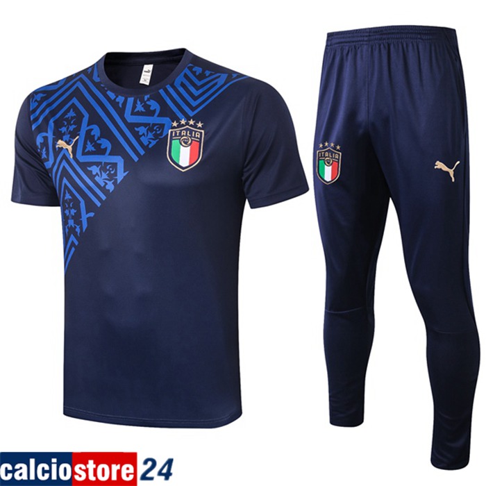 Nuova Kit Maglia Allenamento Italia + Pantaloni Blu Reale 2020/2021