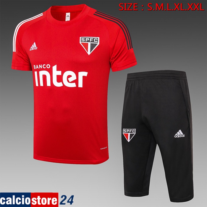 Nuove Kit Maglia Allenamento Sao Paulo FC + Pantaloni 3/4 Rosso 2020/2021