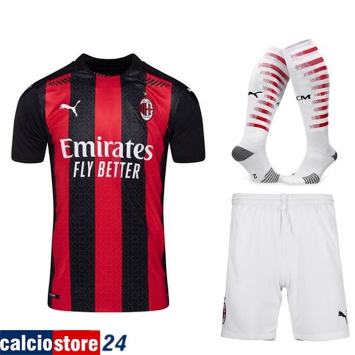 Nuova Prima Maglia AC Milan (Pantaloncini+Calzettoni) Kit 2020/21