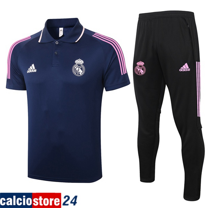 Nuova Kit Maglia Polo Real Madrid + Pantaloni Blu Reale 2020/2021