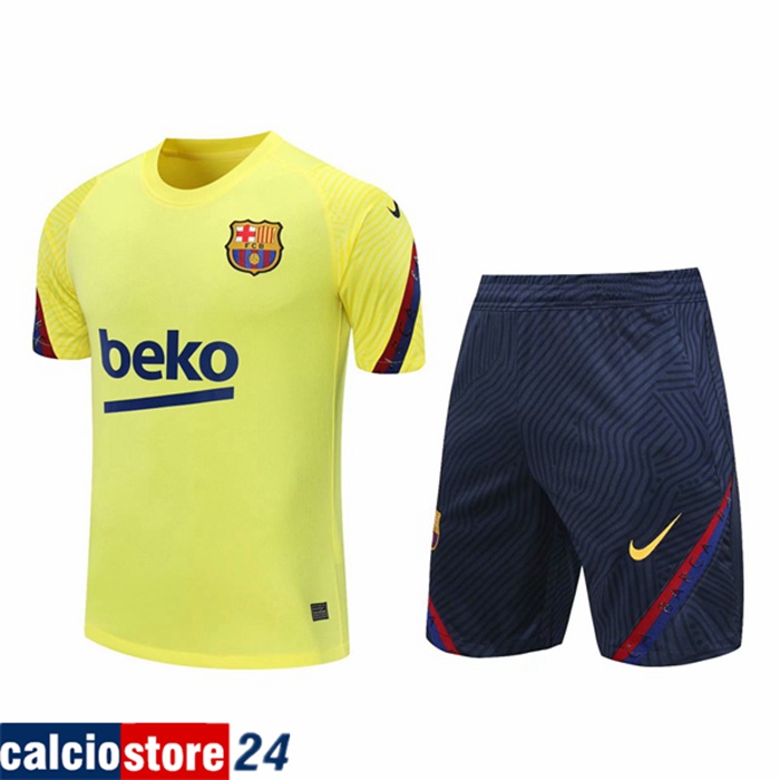 Nuova Kit Maglia Allenamento FC Barcellona + Pantaloncini Giallo 2020/2021