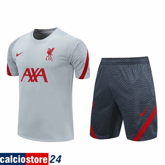 Nuove Kit Maglia Allenamento FC Liverpool + Pantaloncini Grigio 2020/2021