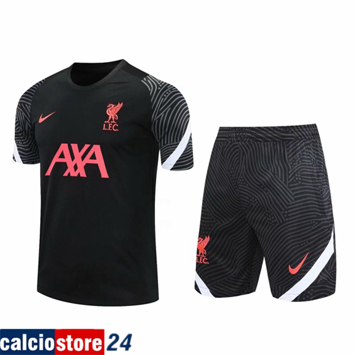 Nuova Kit Maglia Allenamento FC Liverpool + Pantaloncini Nero 2020/2021