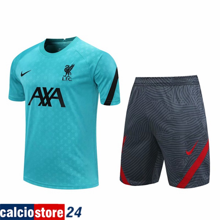 Nuove Kit Maglia Allenamento FC Liverpool + Pantaloncini Blu 2020/2021