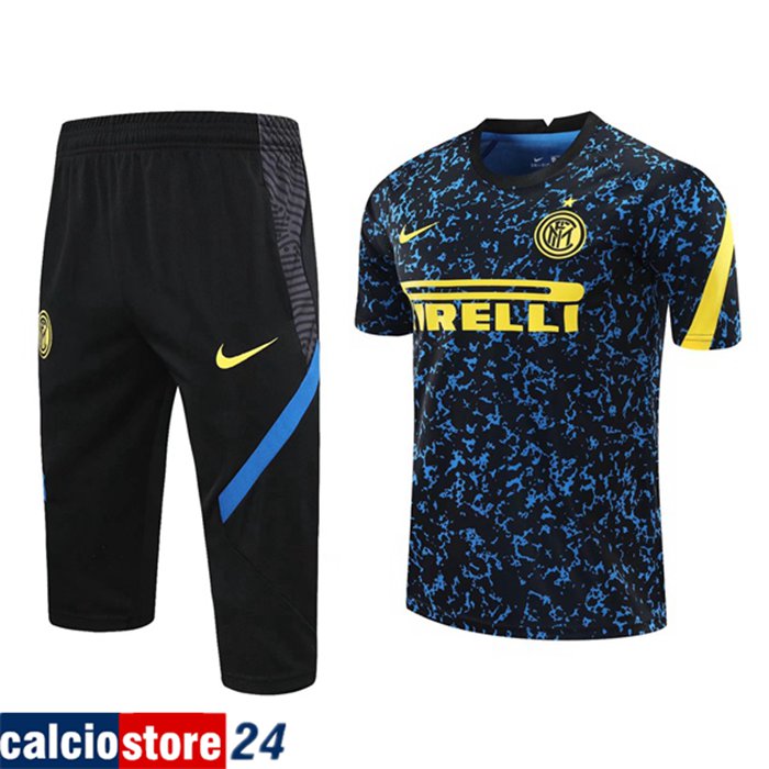 Nuove Kit Maglia Allenamento Inter Milan + Pantaloni 3/4 Blu 2020/2021