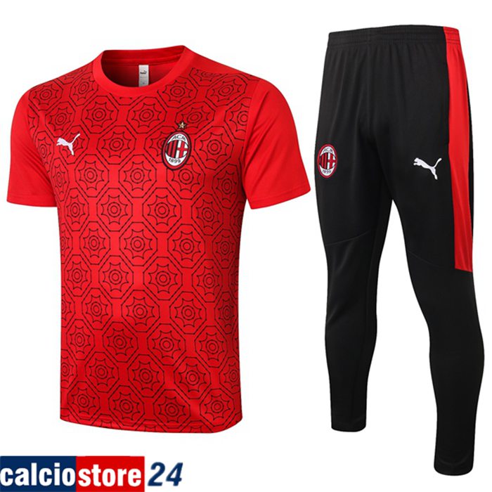 Nuova Kit Maglia Allenamento AC Milan + Pantalonii Rosso 2020/2021